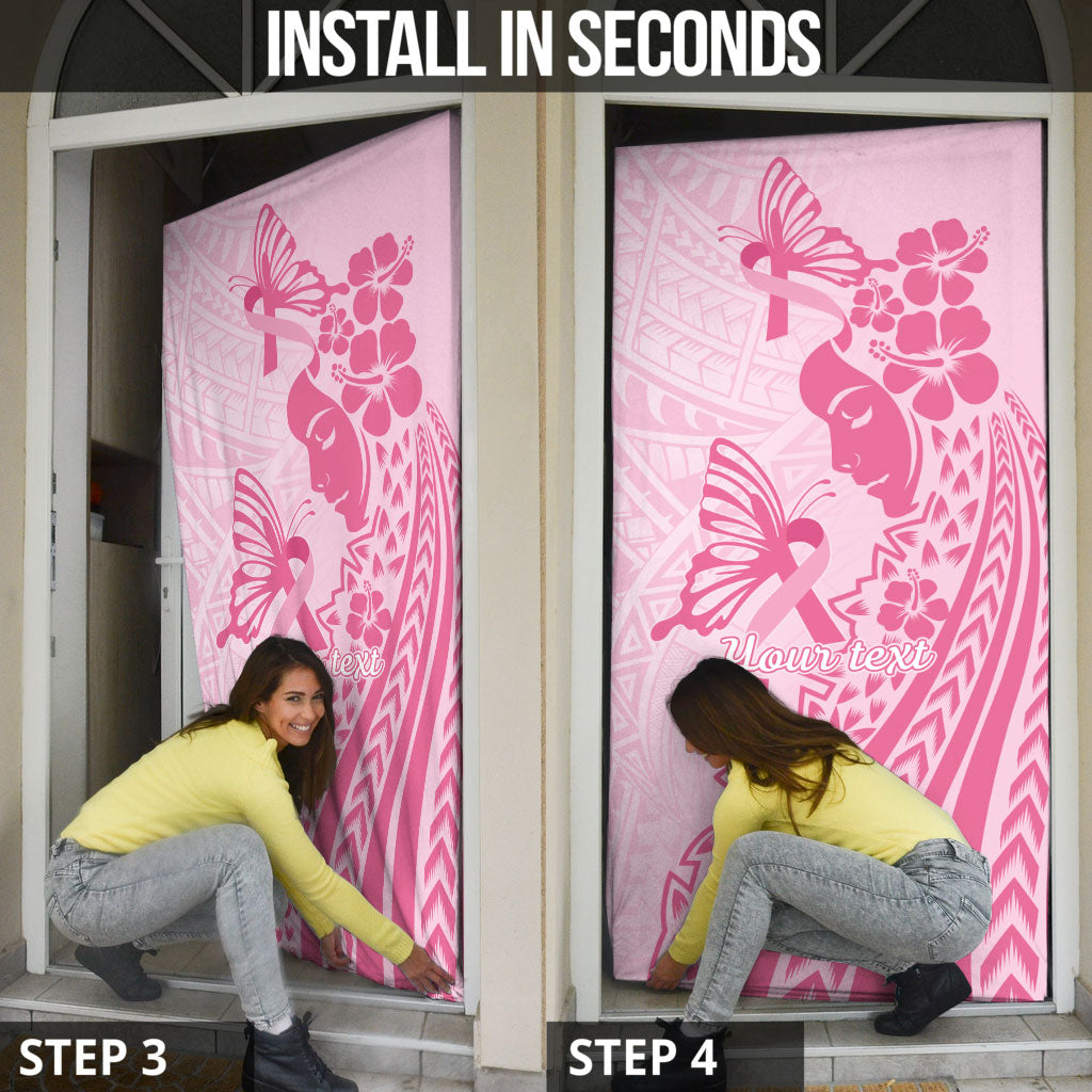 Pacific Girl and Butterfly Cancer Pink Ribbon Personalised Door Cover