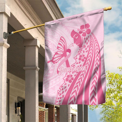 Pacific Girl and Butterfly Cancer Pink Ribbon Personalised Garden Flag