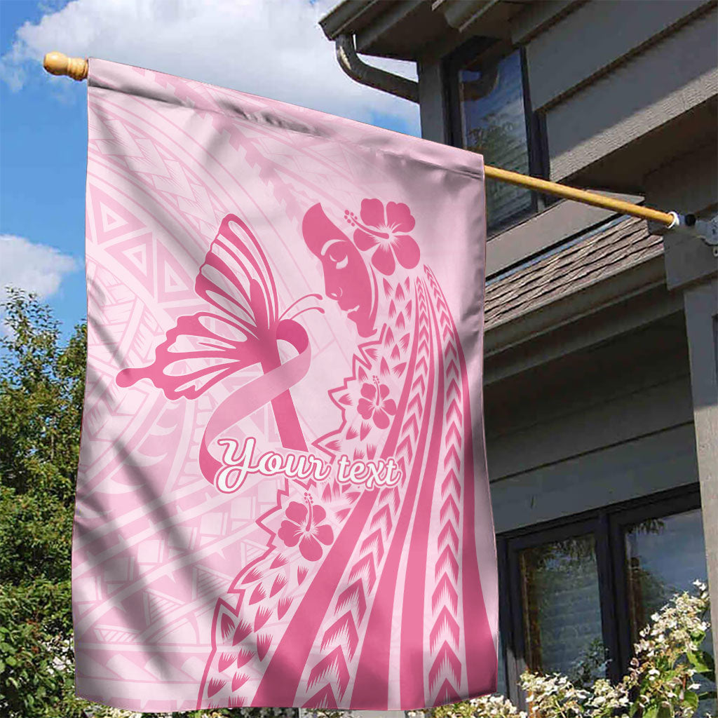 Pacific Girl and Butterfly Cancer Pink Ribbon Personalised Garden Flag