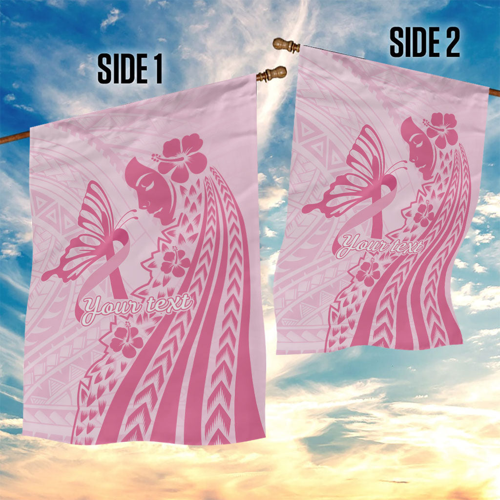 Pacific Girl and Butterfly Cancer Pink Ribbon Personalised Garden Flag
