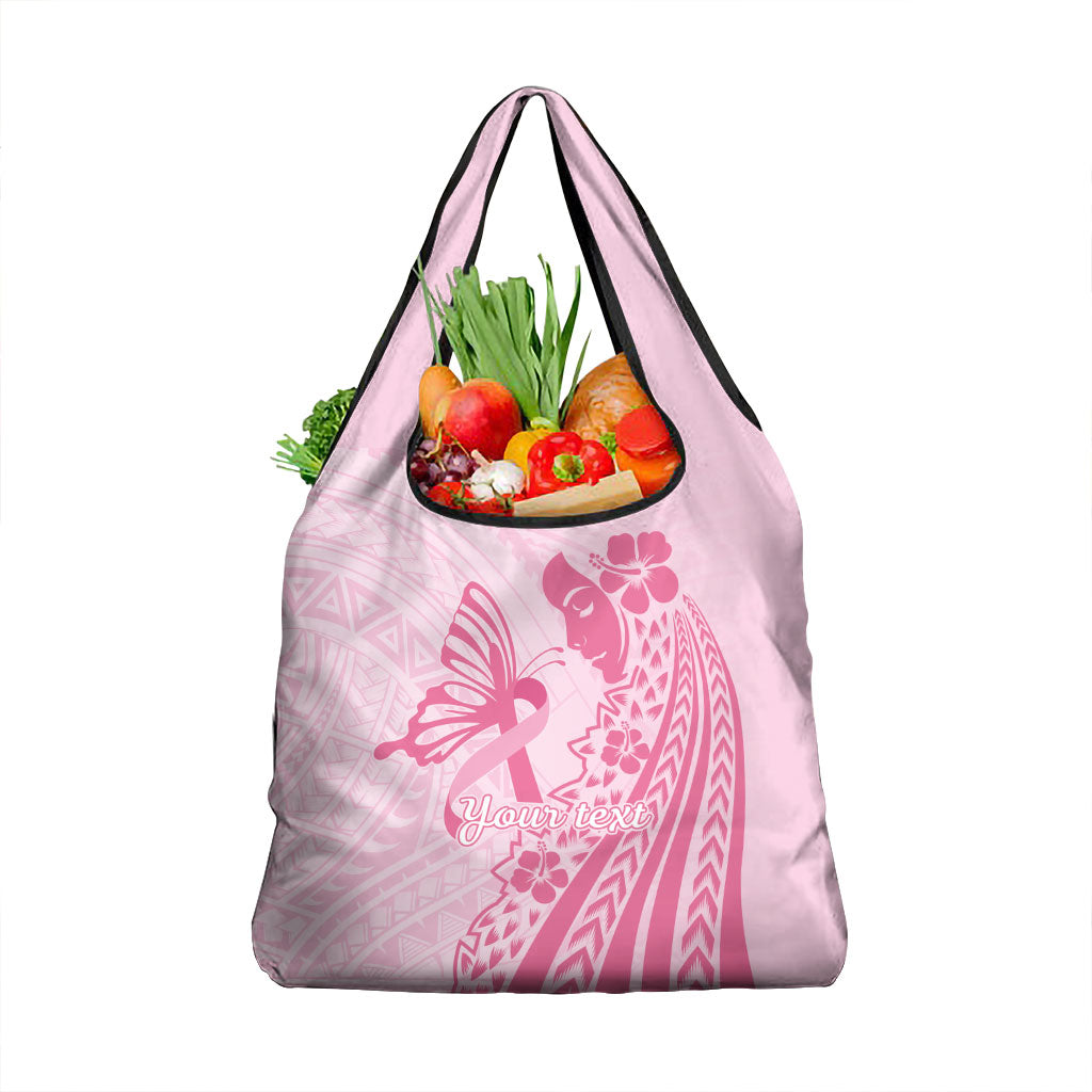 Pacific Girl and Butterfly Cancer Pink Ribbon Personalised Grocery Bag