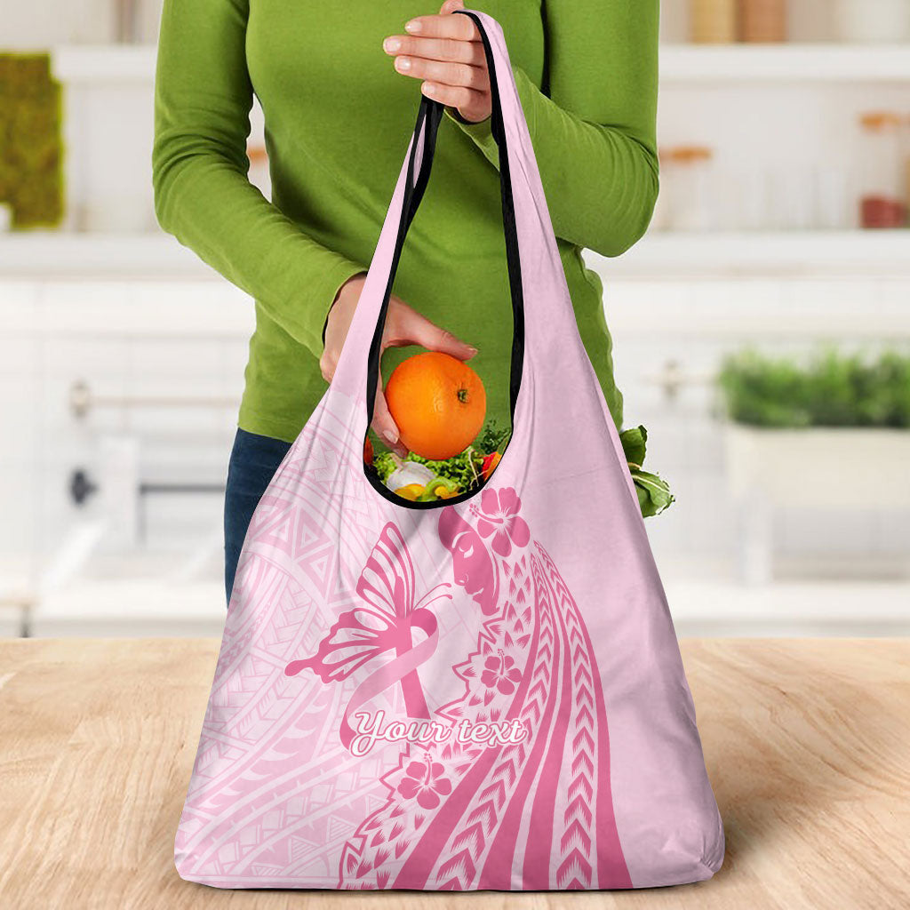 Pacific Girl and Butterfly Cancer Pink Ribbon Personalised Grocery Bag