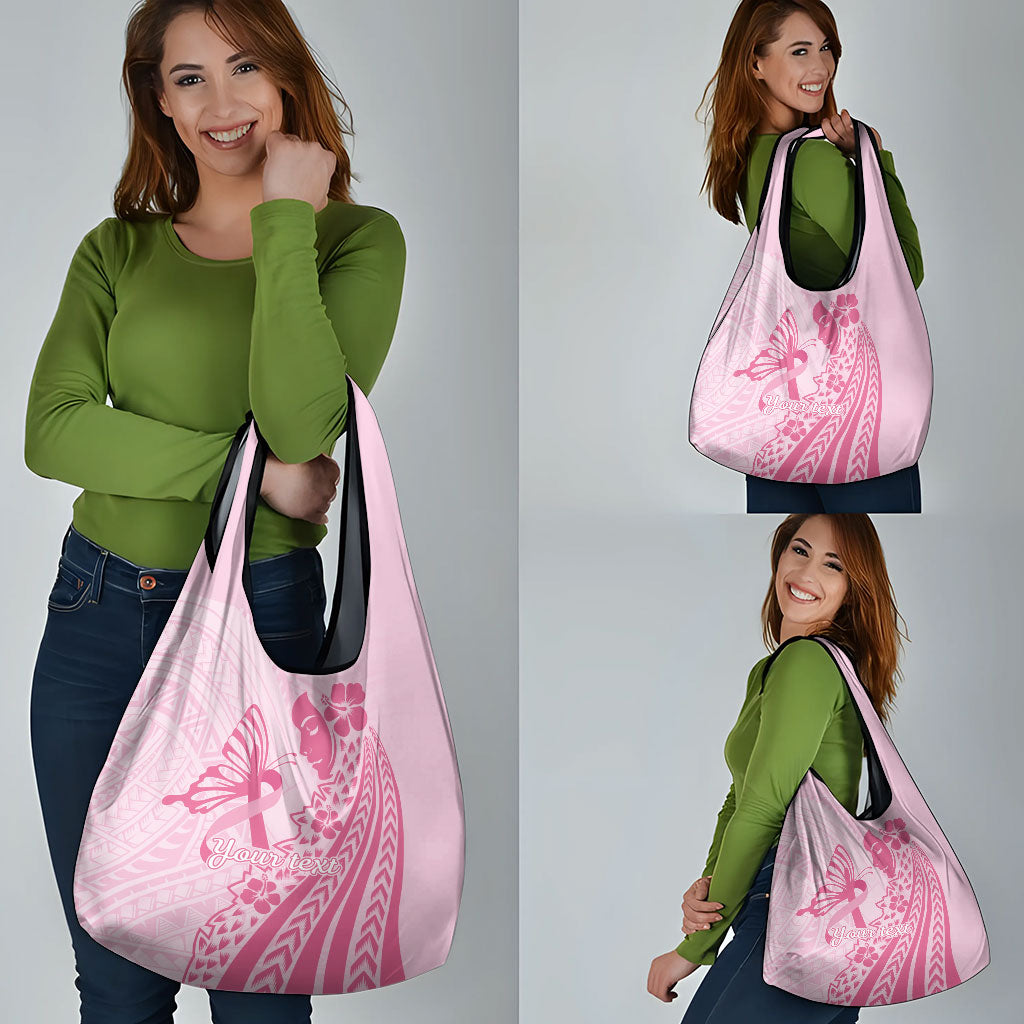 Pacific Girl and Butterfly Cancer Pink Ribbon Personalised Grocery Bag