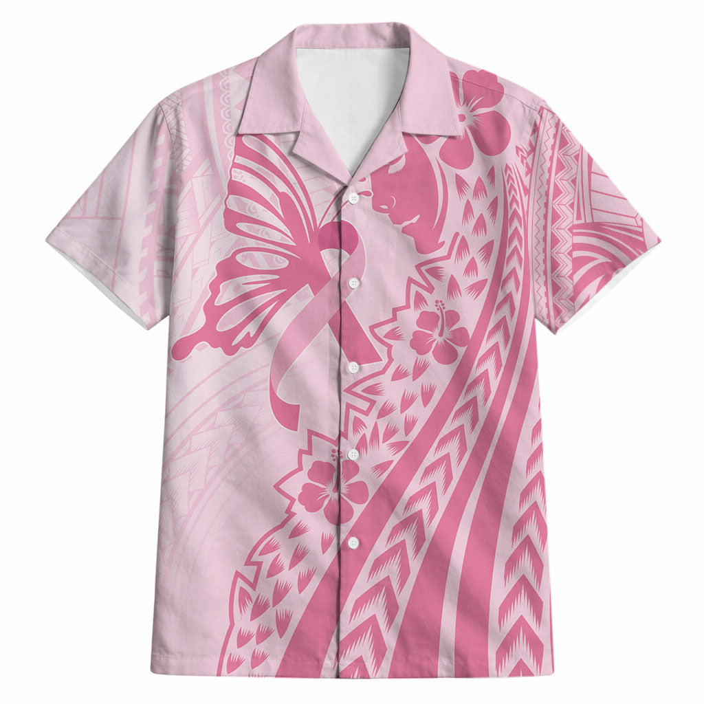 Pacific Girl and Butterfly Cancer Pink Ribbon Personalised Hawaiian Shirt