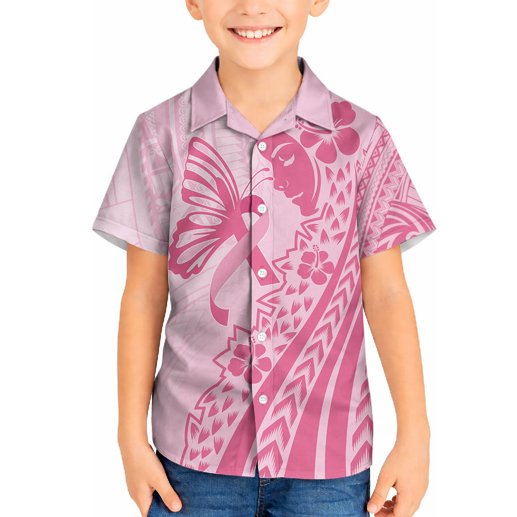 Pacific Girl and Butterfly Cancer Pink Ribbon Personalised Hawaiian Shirt