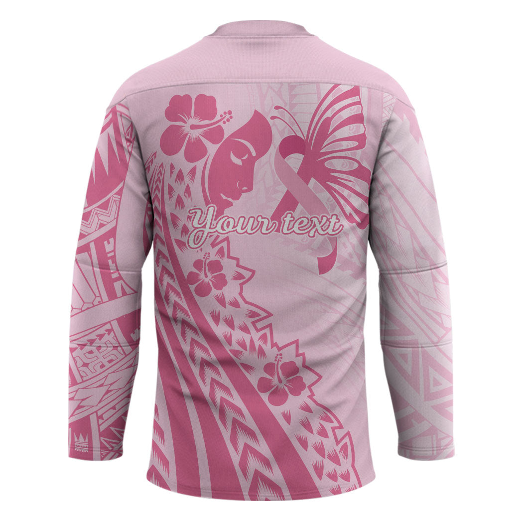 Pacific Girl and Butterfly Cancer Pink Ribbon Personalised Hockey Jersey