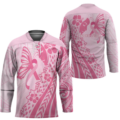 Pacific Girl and Butterfly Cancer Pink Ribbon Personalised Hockey Jersey
