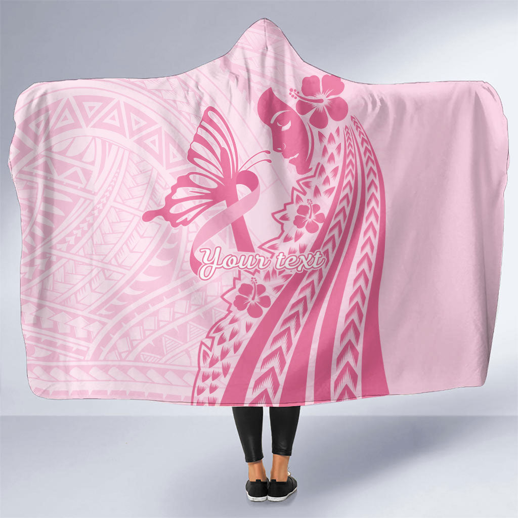 Pacific Girl and Butterfly Cancer Pink Ribbon Personalised Hooded Blanket