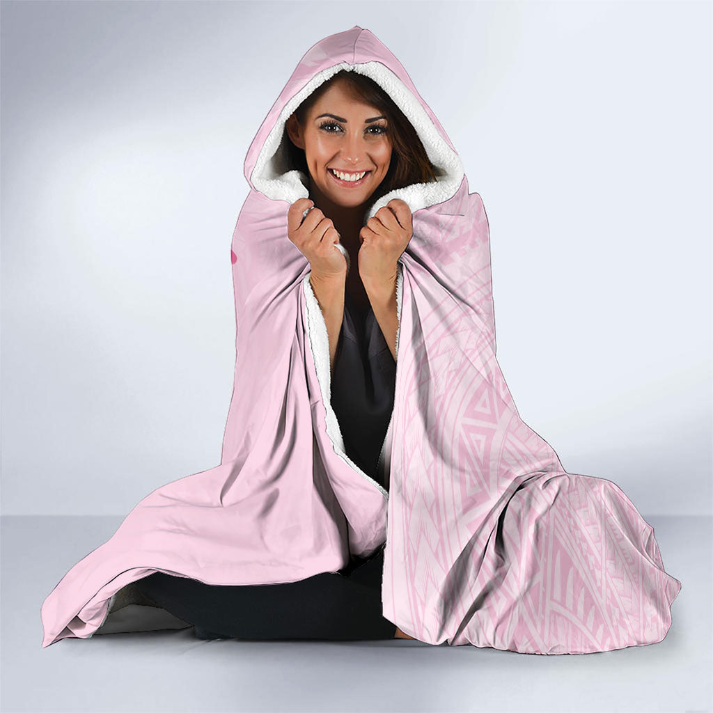 Pacific Girl and Butterfly Cancer Pink Ribbon Personalised Hooded Blanket