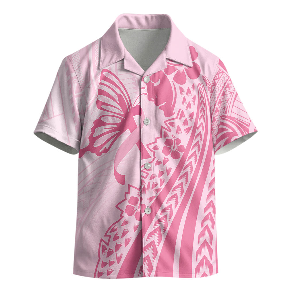 Pacific Girl and Butterfly Cancer Pink Ribbon Personalised Kid Hawaiian Shirt
