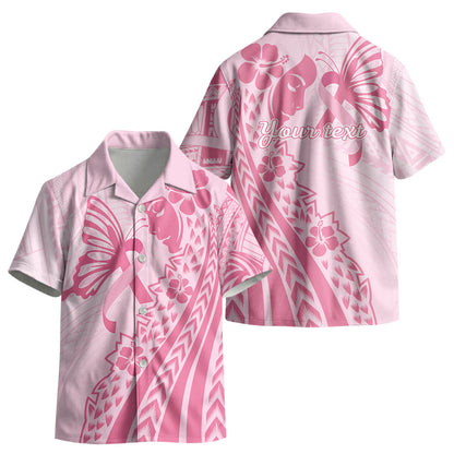 Pacific Girl and Butterfly Cancer Pink Ribbon Personalised Kid Hawaiian Shirt