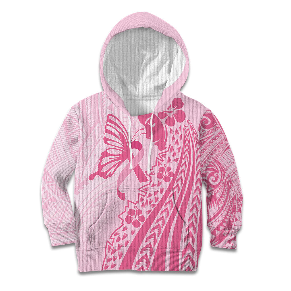 Pacific Girl and Butterfly Cancer Pink Ribbon Personalised Kid Hoodie