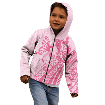 Pacific Girl and Butterfly Cancer Pink Ribbon Personalised Kid Hoodie