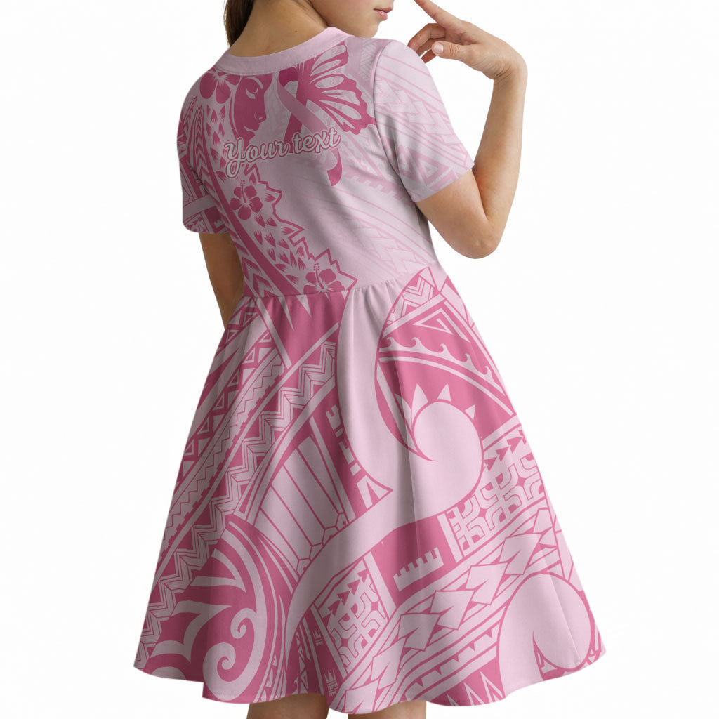 Pacific Girl and Butterfly Cancer Pink Ribbon Personalised Kid Short Sleeve Dress