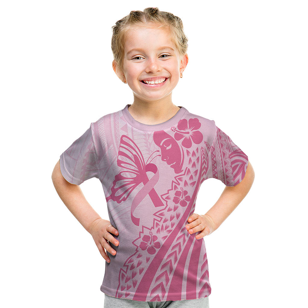 Pacific Girl and Butterfly Cancer Pink Ribbon Personalised Kid T Shirt