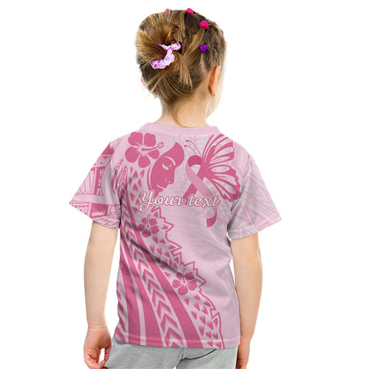 Pacific Girl and Butterfly Cancer Pink Ribbon Personalised Kid T Shirt