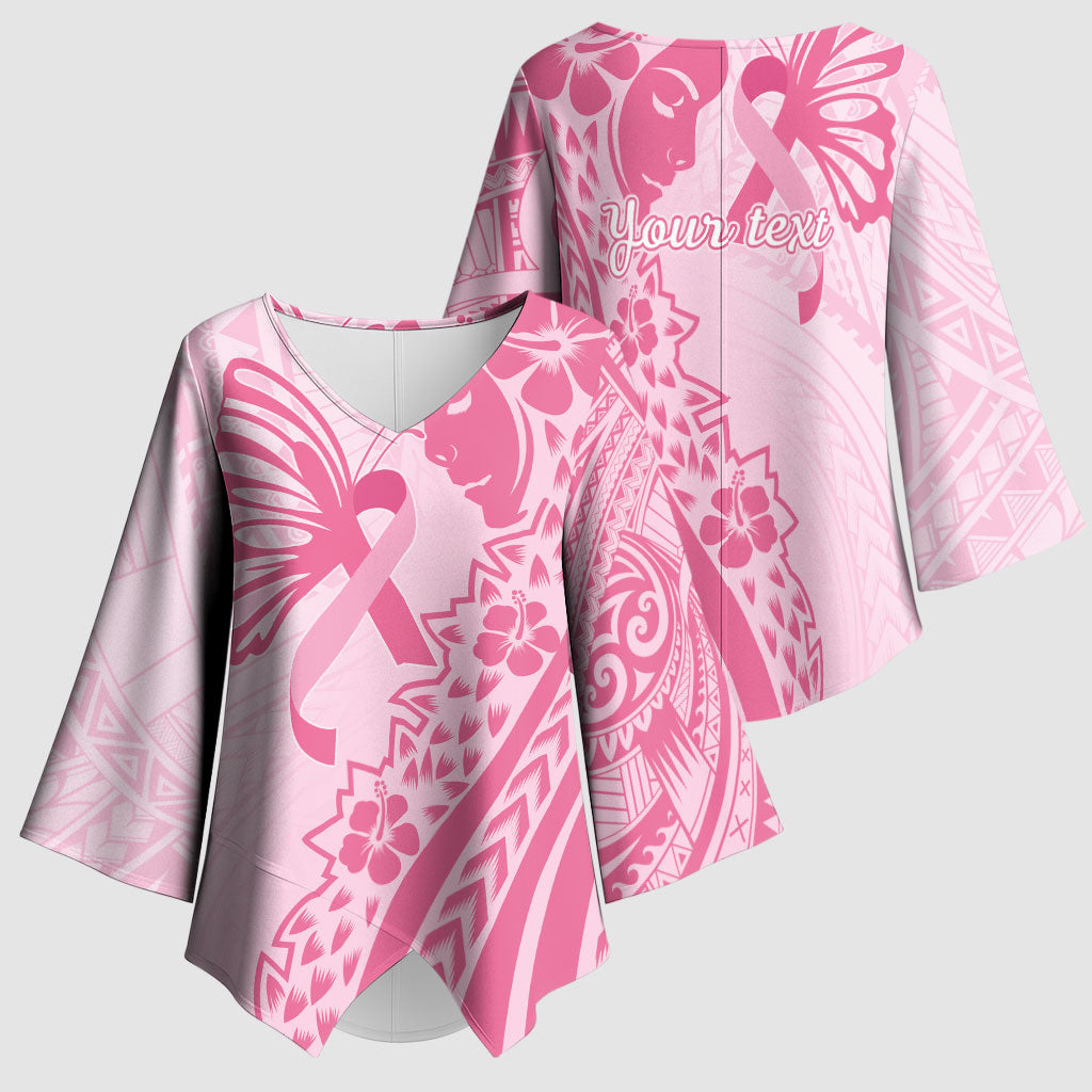 Pacific Girl and Butterfly Cancer Pink Ribbon Personalised Kimono Sleeve Blouse