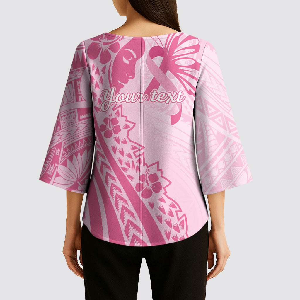 Pacific Girl and Butterfly Cancer Pink Ribbon Personalised Kimono Sleeve Blouse