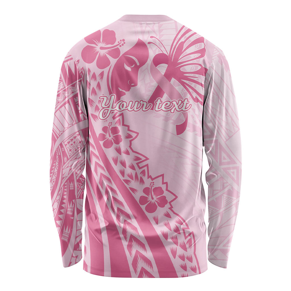 Pacific Girl and Butterfly Cancer Pink Ribbon Personalised Long Sleeve Shirt