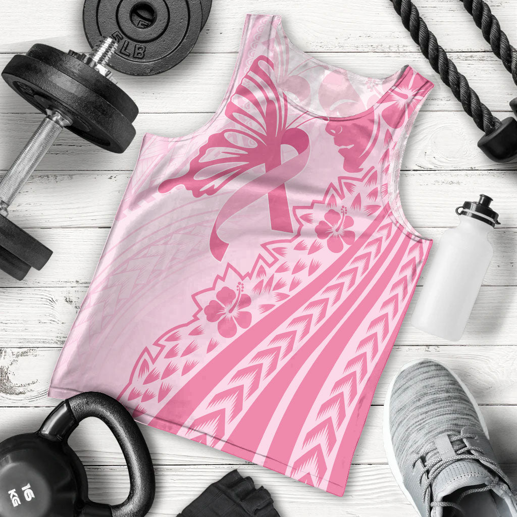 Pacific Girl and Butterfly Cancer Pink Ribbon Personalised Men Tank Top