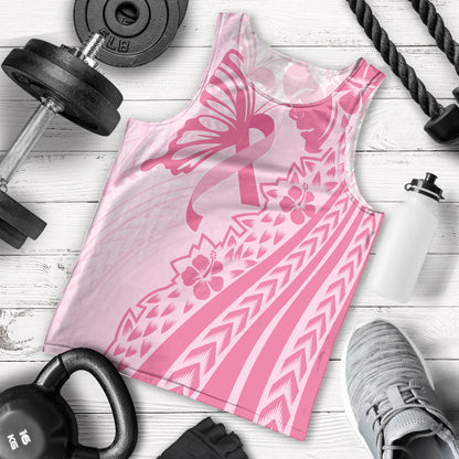 Pacific Girl and Butterfly Cancer Pink Ribbon Personalised Men Tank Top