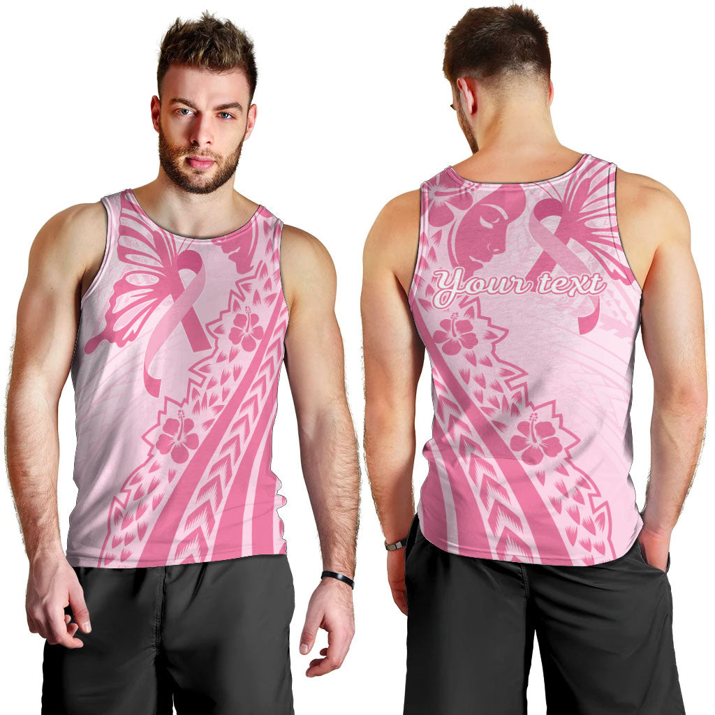 Pacific Girl and Butterfly Cancer Pink Ribbon Personalised Men Tank Top