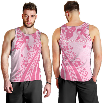 Pacific Girl and Butterfly Cancer Pink Ribbon Personalised Men Tank Top