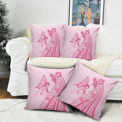 Pacific Girl and Butterfly Cancer Pink Ribbon Personalised Pillow Cover
