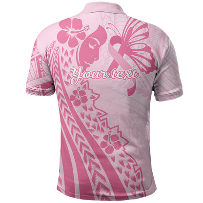 Pacific Girl and Butterfly Cancer Pink Ribbon Personalised Polo Shirt