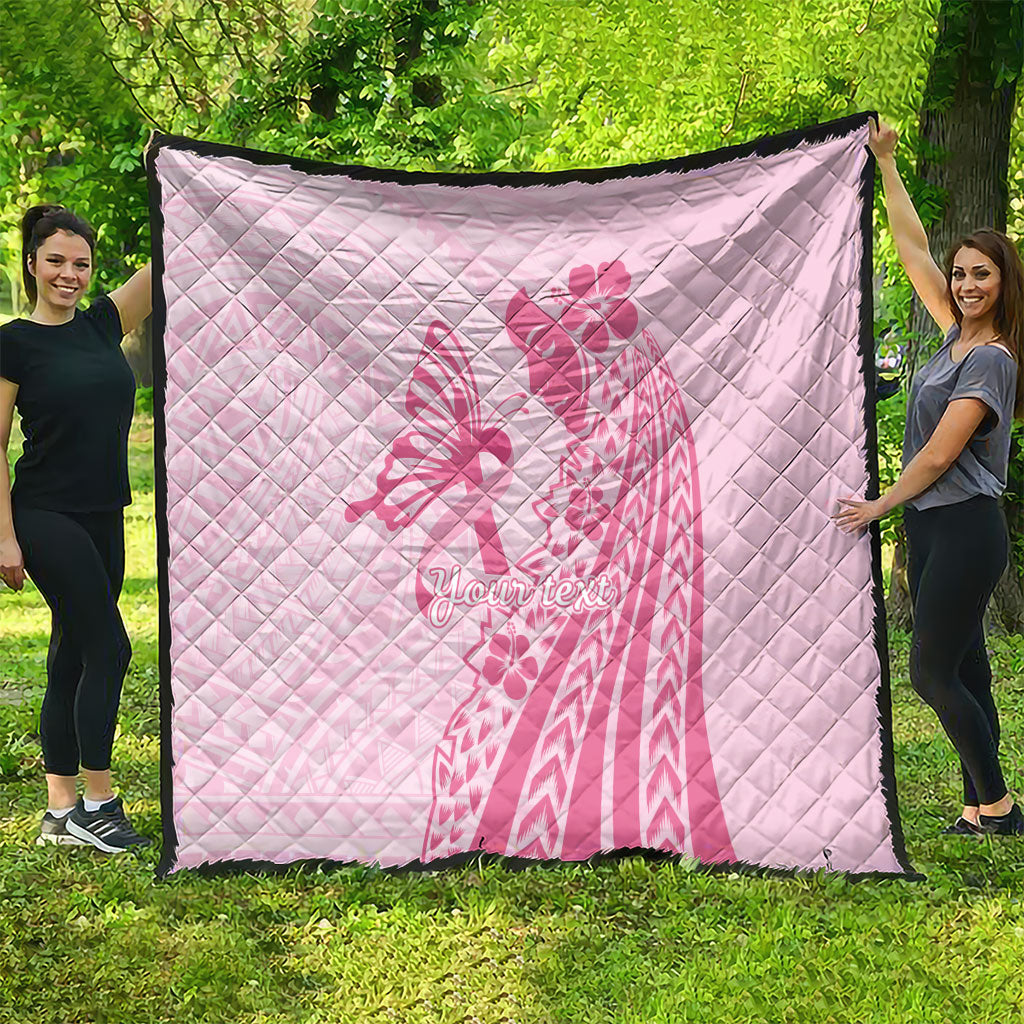 Pacific Girl and Butterfly Cancer Pink Ribbon Personalised Quilt