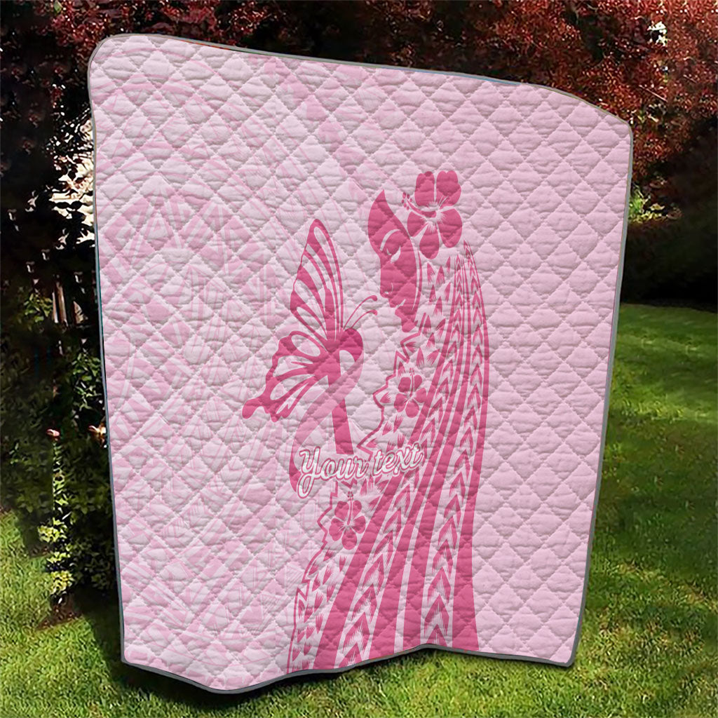 Pacific Girl and Butterfly Cancer Pink Ribbon Personalised Quilt
