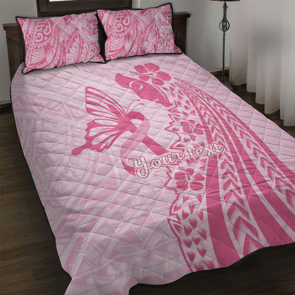 Pacific Girl and Butterfly Cancer Pink Ribbon Personalised Quilt Bed Set