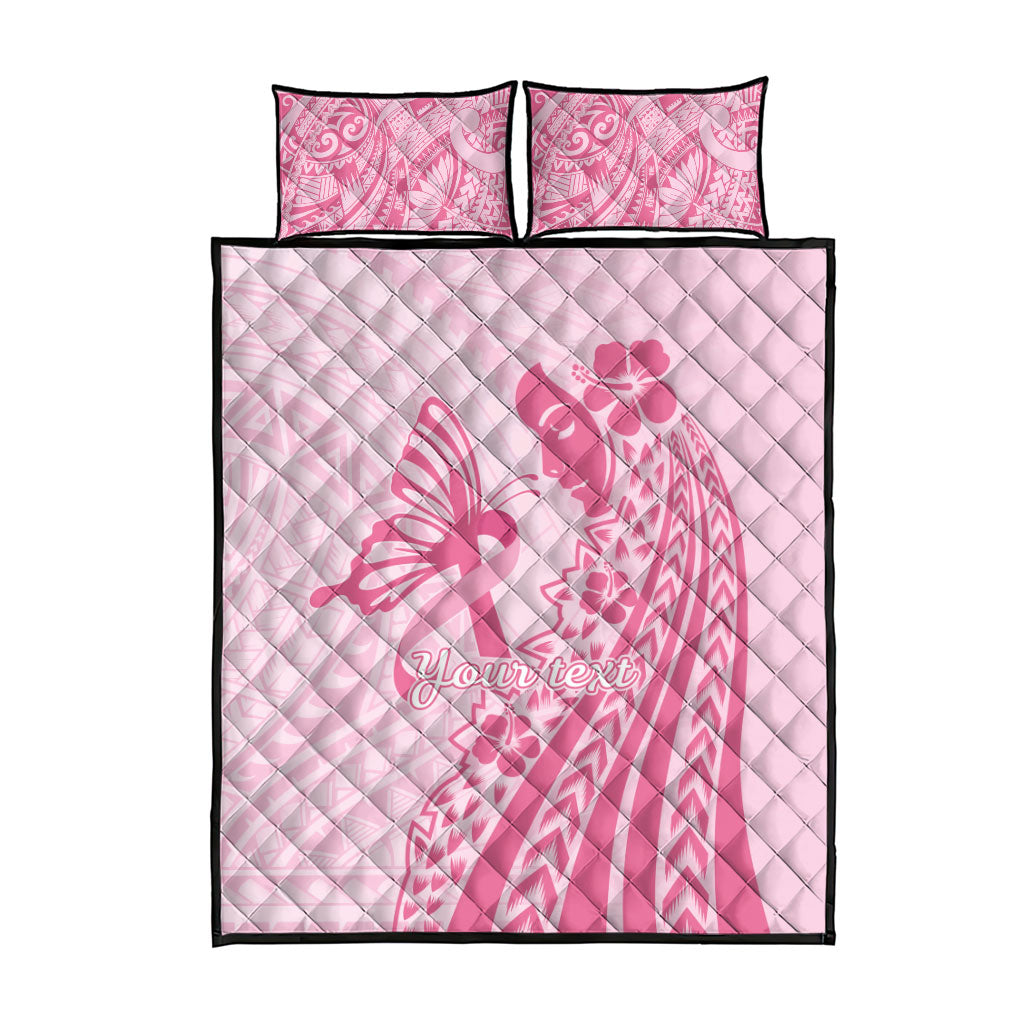 Pacific Girl and Butterfly Cancer Pink Ribbon Personalised Quilt Bed Set