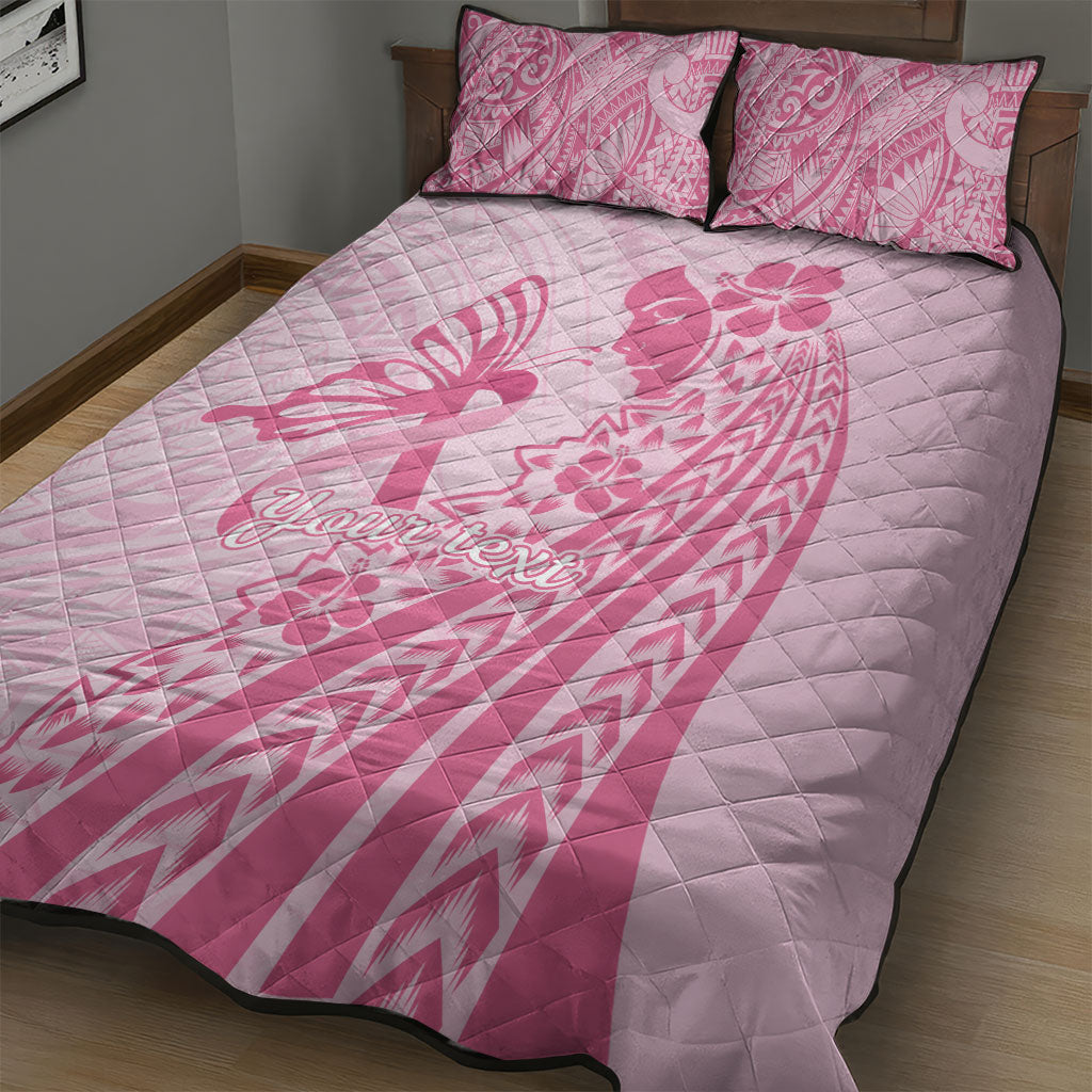 Pacific Girl and Butterfly Cancer Pink Ribbon Personalised Quilt Bed Set