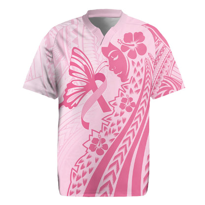 Pacific Girl and Butterfly Cancer Pink Ribbon Personalised Rugby Jersey