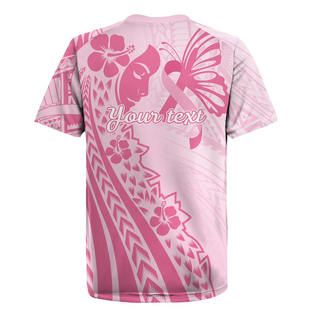 Pacific Girl and Butterfly Cancer Pink Ribbon Personalised Rugby Jersey