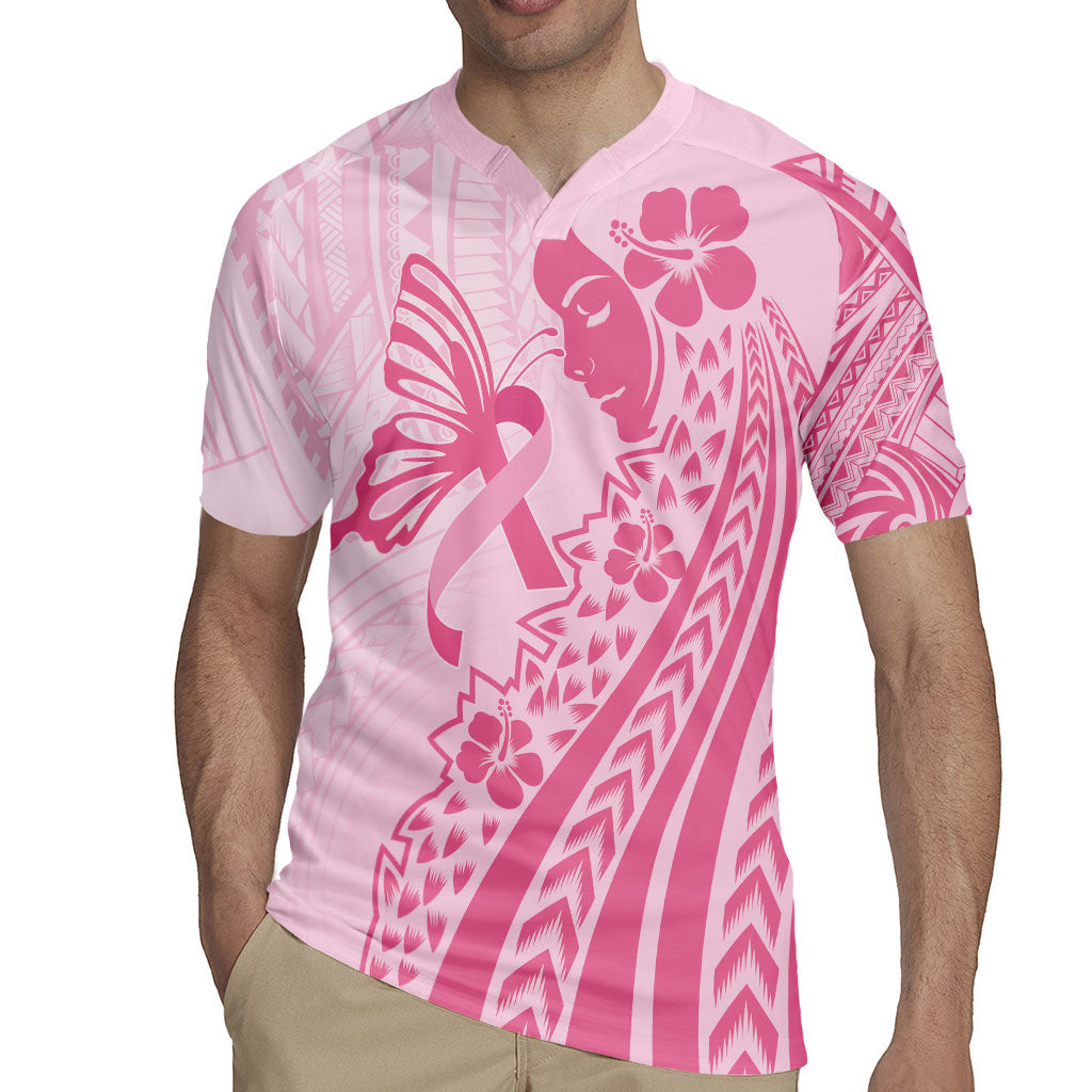 Pacific Girl and Butterfly Cancer Pink Ribbon Personalised Rugby Jersey