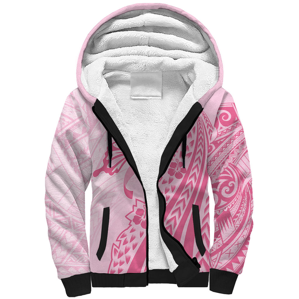 Pacific Girl and Butterfly Cancer Pink Ribbon Personalised Sherpa Hoodie