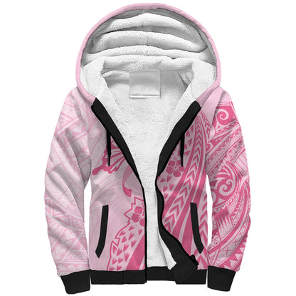 Pacific Girl and Butterfly Cancer Pink Ribbon Personalised Sherpa Hoodie