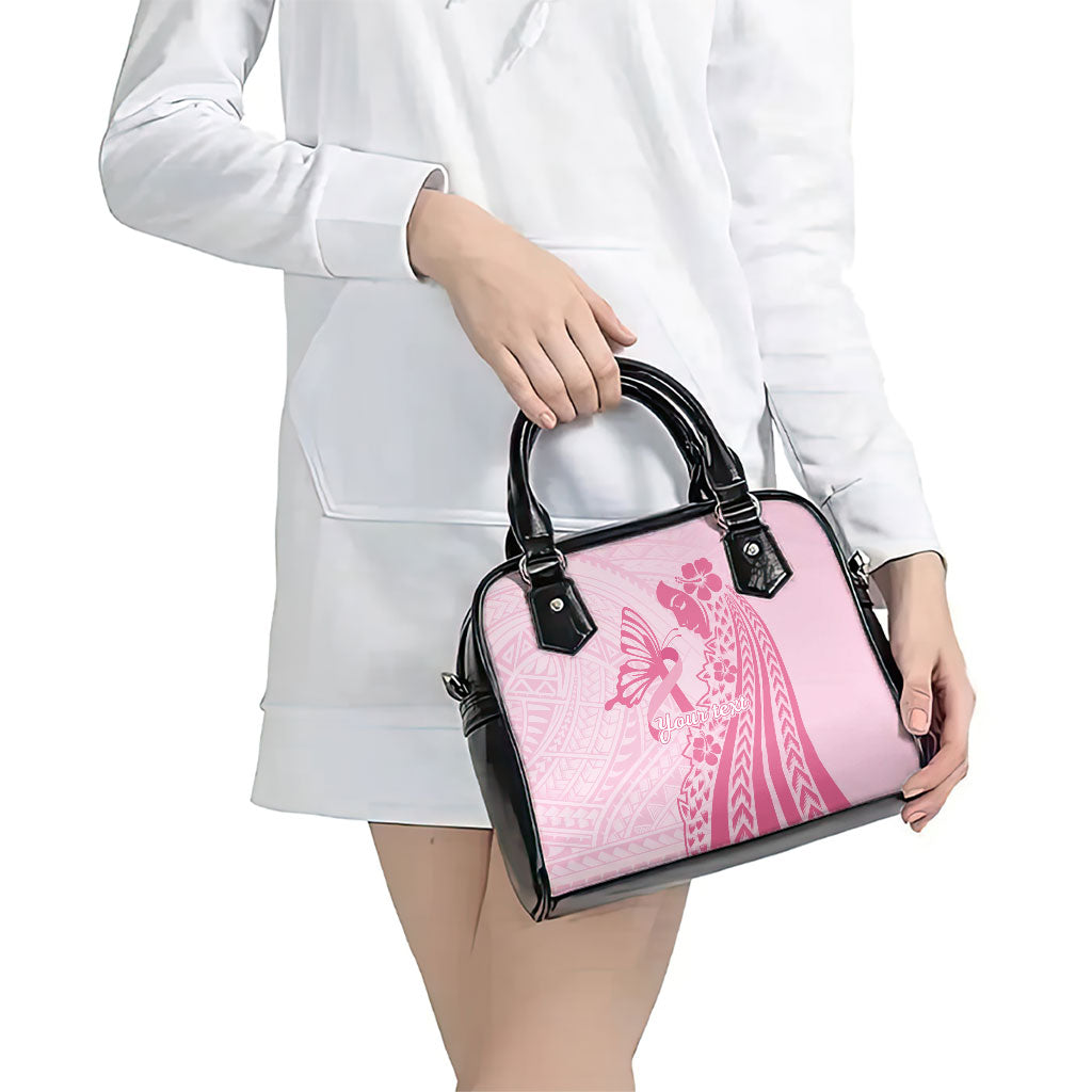 Pacific Girl and Butterfly Cancer Pink Ribbon Personalised Shoulder Handbag