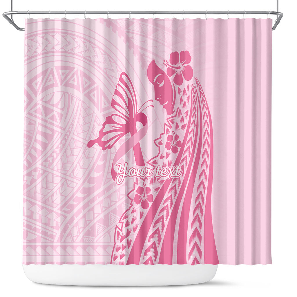 Pacific Girl and Butterfly Cancer Pink Ribbon Personalised Shower Curtain