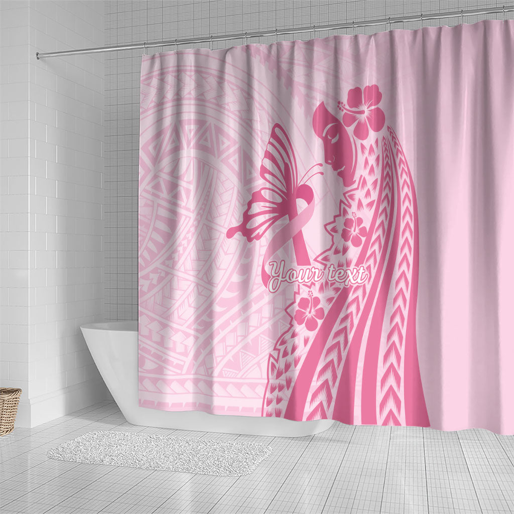 Pacific Girl and Butterfly Cancer Pink Ribbon Personalised Shower Curtain