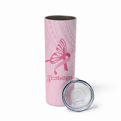 Pacific Girl and Butterfly Cancer Pink Ribbon Personalised Skinny Tumbler