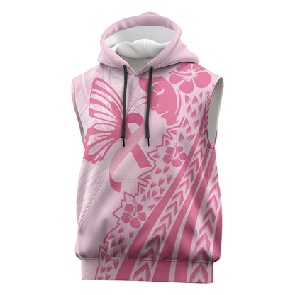 Pacific Girl and Butterfly Cancer Pink Ribbon Personalised Sleeveless Hoodie