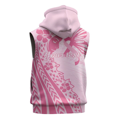 Pacific Girl and Butterfly Cancer Pink Ribbon Personalised Sleeveless Hoodie