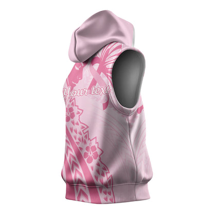 Pacific Girl and Butterfly Cancer Pink Ribbon Personalised Sleeveless Hoodie