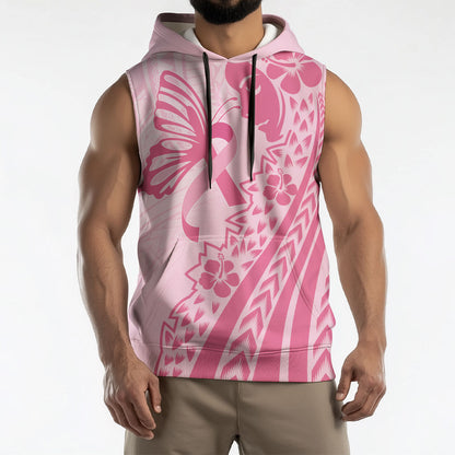 Pacific Girl and Butterfly Cancer Pink Ribbon Personalised Sleeveless Hoodie