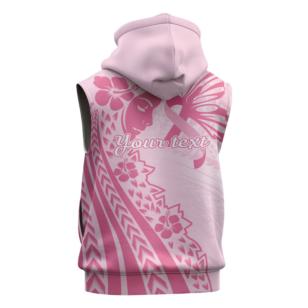 Pacific Girl and Butterfly Cancer Pink Ribbon Personalised Sleeveless Zip Hoodie