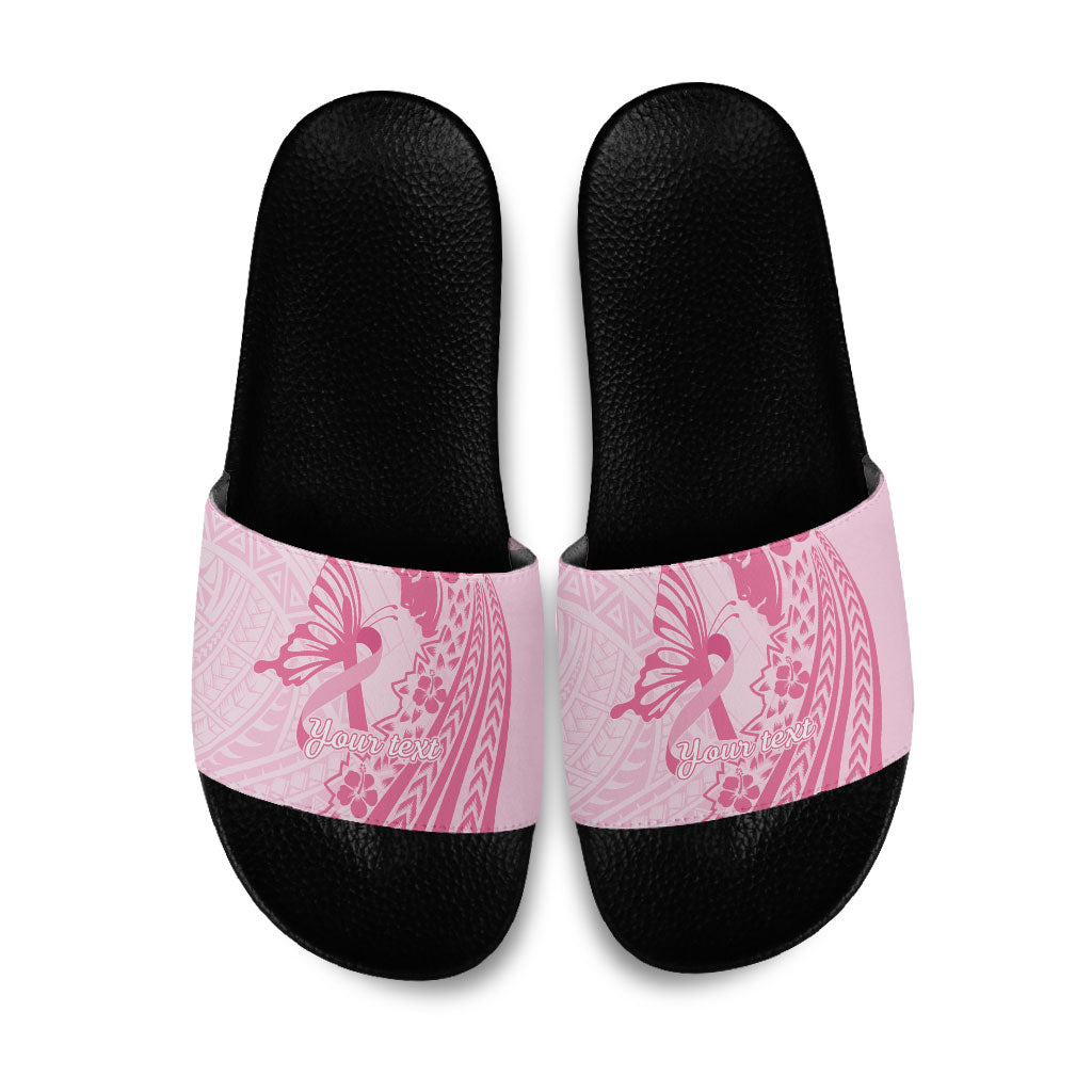 Pacific Girl and Butterfly Cancer Pink Ribbon Personalised Slide Sandals