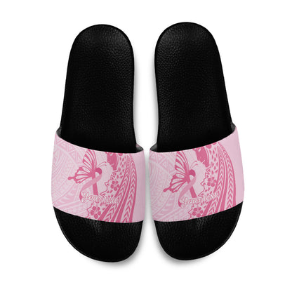 Pacific Girl and Butterfly Cancer Pink Ribbon Personalised Slide Sandals